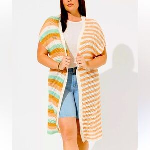 NWT Torrid Multicolor Striped Knit Cardigan Size 00/0
